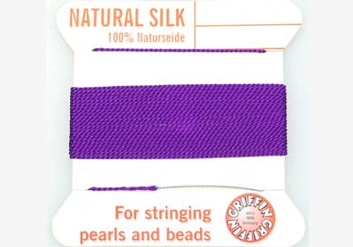 6 FT Size 2 Amethyst Beading Silk Thread w/ Fixed Needle