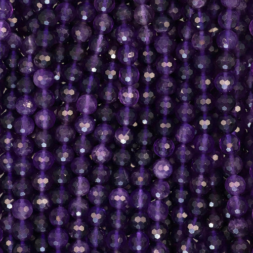 Natural Amethyst Round Faceted 6mm Beads