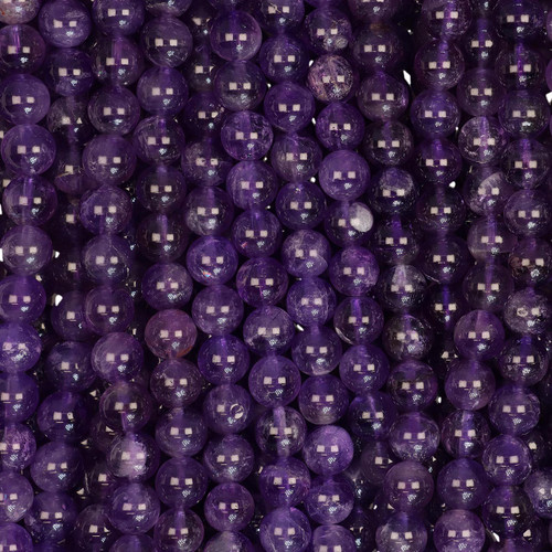8 mm Amethyst Round Smooth Beads Strand