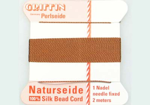 6 FT Size 5 Carnelian Beading Silk Thread w/ Fixed Needle