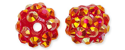 5 Pcs Acrylic Rhinestone Beads 12mm Red