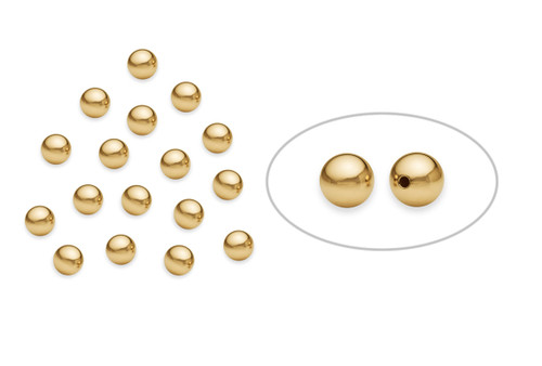 3mm 14K Genuine Solid Gold Hollow Smooth Small Beads (10 pcs)