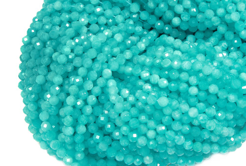 15 IN Strand 5 mm Amazonite Heated Round Faceted Gemstone Beads