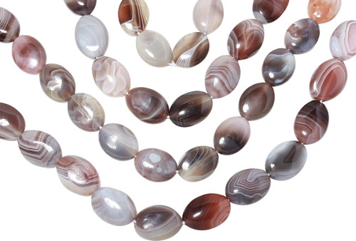 Oval Gemstone Beads 13x18mm 15 ½ IN  Strand-Botswana Agate