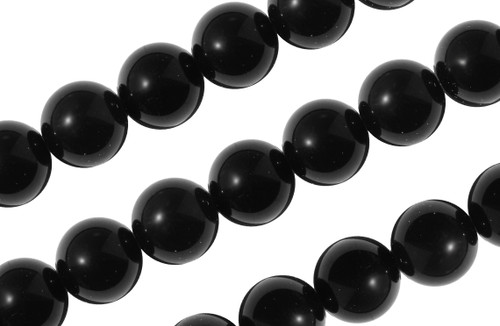 15 IN Strand 10 mm Black Onyx Round Smooth Gemstone Beads