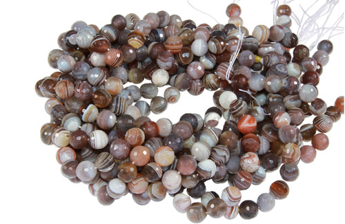 15 IN Strand 10 mm Botswana Agate Round Faceted Gemstone Beads