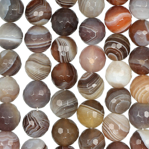 Botswana Agate Round Faceted Beads