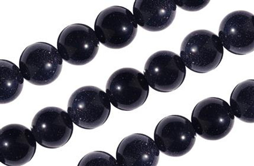 15 IN 10 mm Round Smooth Blue Goldstone Bead