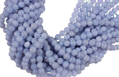 Round Smooth Gemstone Beads 10mm 15 IN Strand-Blue Lace Agate