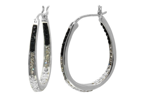 Swarovski Crystal Tri-Color Hoop Sterling Silver Earrings