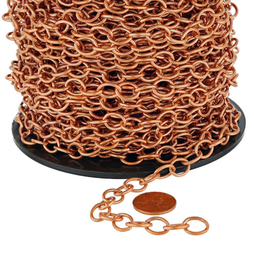 Unsoldered Links  11X8.7 mm Copper Textured Cable Chain