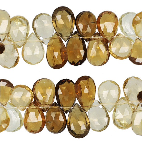 Cognac Quartz Faceted Flat Teardrop Shape