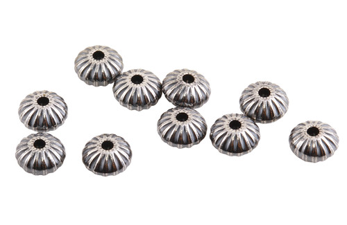 10 Pcs 4.5X3 mm Oxidized Sterling Silver Corrugated Saucer Beads