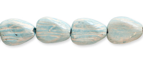 Ceramic Beads Flat Drop Light Blue