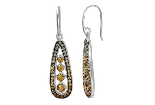 Sterling Silver Light Smoked Topaz CZ Swarovski Crystal Hook Earrings