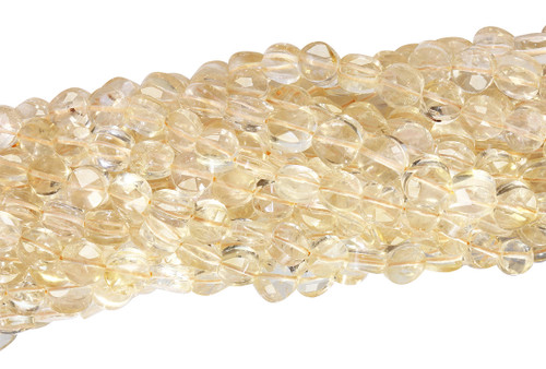 13 ½ IN Strand 6 mm Citrine Heated Coin Shaped Faceted Gemstone Beads