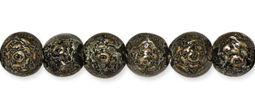 Ceramic Beads Coin Black/Gray 15mm