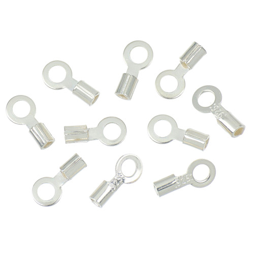Sterling Silver Crimp End Caps 1mm ID - 10 Pcs