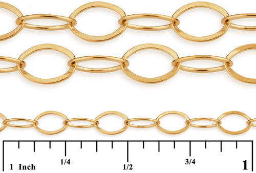 14K Gold Filled Flat Cable Chain 3x4 mm