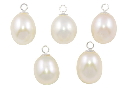 1 Pair Bag of 10 mm Natural White Potato Freshwater Pearl Pendants