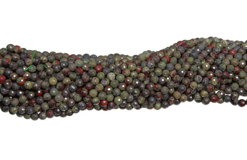 15 IN Strand 6 mm Dragon Blood Jasper Natural Round Faceted Gemstone Beads