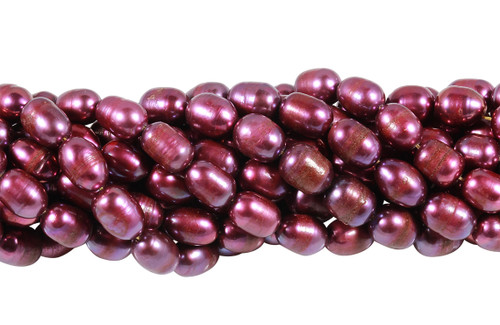 15 1/2 IN Strand 5.5-6 mm Rice Shaped Purple Color Freshwater Pearls
