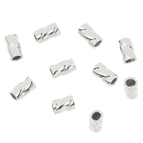 Sterling Silver Twisted Crimp Beads 2x3mm - 20 Pcs