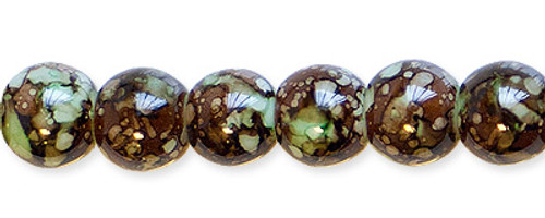 8 mm Brown & Mint Spray Painted Beads