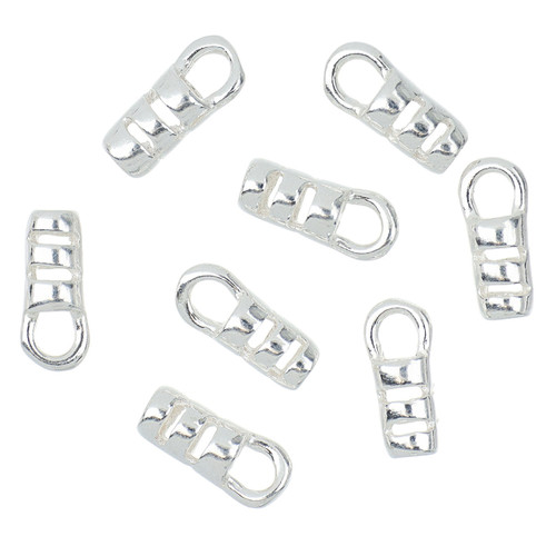 Sterling Silver Twisted Crimp End Cap W/Ring 1.2mm ID - 4 Pcs