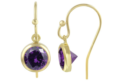 1 Pair 6 mm Purple CZ Drop Earrings With Ball End Earwires