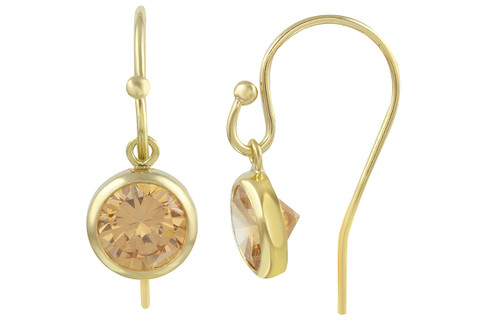 6 mm Gold Filled Champagne CZ Drop Earrings With Ball End Earwires