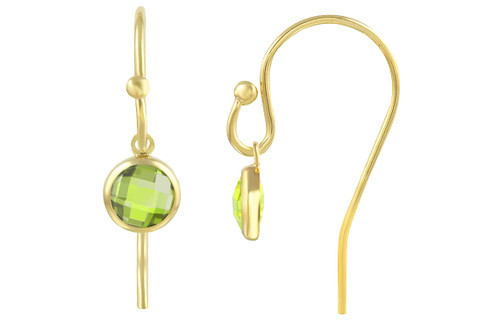 4 mm Lime Green CZ Bezel Drop Earrings With Ball End Earwires