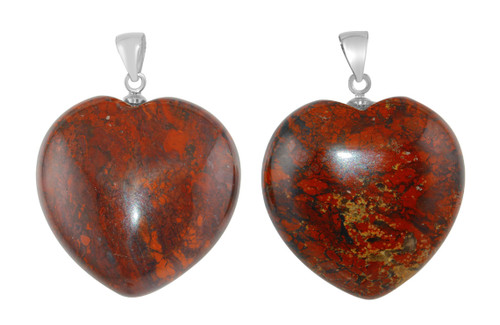 1 Pc Bag of 24x26 mm Red Jasper Heart Shaped Pendant