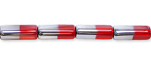 Red & Silver Triangle Plated Glass Beads