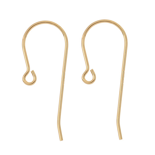 14K Gold Filled Plain Ear Wires W/Open Loop 24mm - 2 Pairs