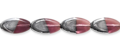 Oval Silver & Purple Plated Glass Beads