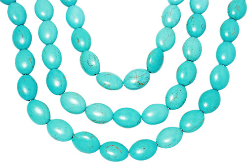Oval Smooth Dyed Beads 10x14mm 15 ½  IN Strand- Turquoise Colored Howlite