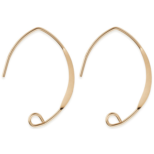 14k Gold Filled Flat V-Shape Earwire 18x25mm - 1 Pair