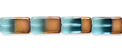 15x8 mm Gold & Topaz Blue Plated Beads