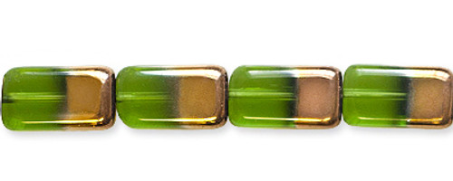 15x8 mm Gold & Dark Green Plated Glass