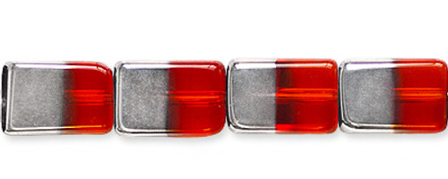 Plated Glass Beads - Red & Silver