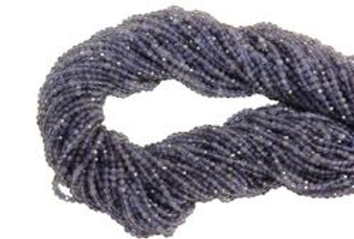 15 IN 2 mm Iolite Natural Round Faceted Beads