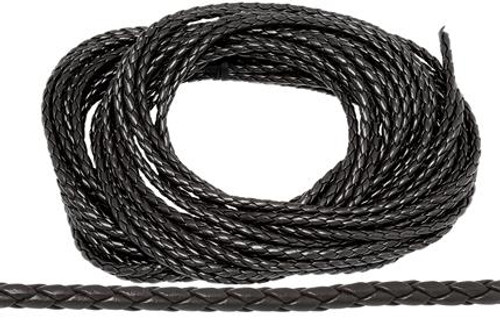 30 Ft 4 mm Imitation Black Braided Leather Cord