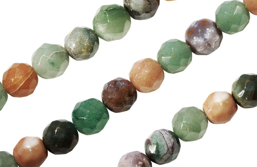 Round Faceted Gemstone Beads 10mm 14 IN Strand-Indian Agate