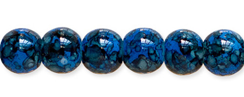 Spray Painted Glass Beads - Cobalt Blue W/Black