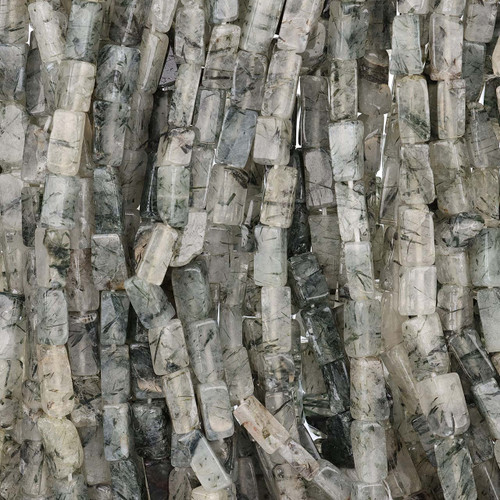 Rectangle Shaped Smooth Gemstone Beads 4x9mm 13 IN Strand-Rutilated Quartz Rectangle Shaped Smooth Gemstone Beads 4x9mm 13 IN Strand-Rutilated Quartz