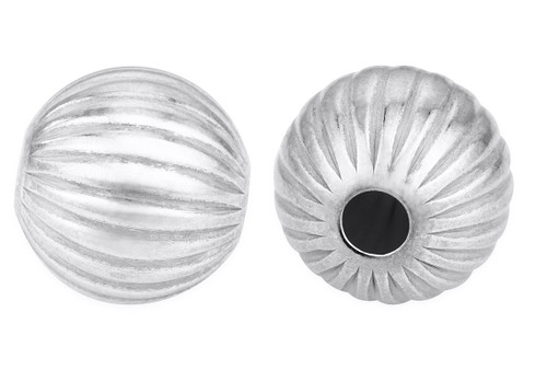 8 mm Sterling Silver Round Corrugated Beads