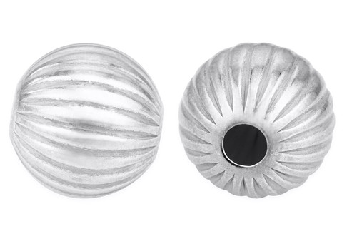 Sterling Silver Round Corrugated Beads 8 mm