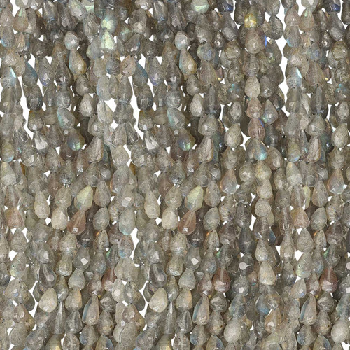 Teardrop Faceted Center Drilled Beads 5x7mm13 1/2 IN Strand-Labradorite