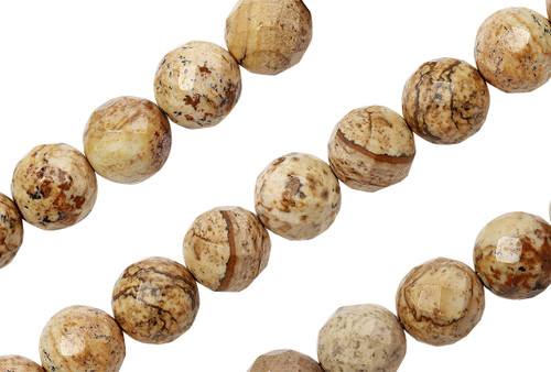 Round Faceted Gemstone Beads 4 mm 15 IN Strand- Picture Jasper